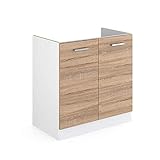 Vicco Küchenschrank R-Line Hängeschrank Unterschrank Küchenzeile Küchenunterschrank Arbeitsplatte, Möbel verfügbar in anthrazit und weiß (Sonoma ohne Arbeitsplatte, Spülenunterschrank 80 cm)