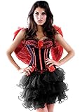 r-dessous Damen Kostüm Corsage Flügel Rock Tutu Halloween roter Engel Bad red Angel Fee Groesse: XXL