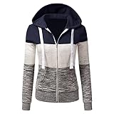 Copelsie Pullover Damen elegant, Winterjacke Damen lang, Damen Hoodie Pullover Kapuzen Sweatjacke Pullis Reißverschluss Sweatshirt Kapuzenpullover Herbst Winter Kapuzenjacke Hoodie Jacke M