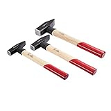 Amazon Basics - Schlosserhammer-Set, Stiel aus Hickoryholz, 3 Teile, 300 g, 500 g, 1000 g