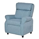 HOMCOM Kindersofa Kindercouch Kindersessel Stuhl Liegesofa verstellbar mit Fußstütze für 3-8 Jahre Jungen und Mädchen Blau 58x53x70