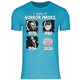 wowshirt Herren T-Shirt A History of Horror Mask Halloween Purge Film Jason Serienmörder, Größe:L, Farbe: