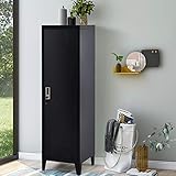 Stahlspind Aktenschrank Metall Spind Aufbewahrungsschrank Schlüsselschrank Abschließbarer Kleiderspind Stahlblech Lagerschrank mit 3 Fächern Leichte Montage 137 cm x 38 cm x 38 cm (H x B x T) Schw