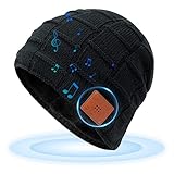 Fencelly Bluetooth Beanie Mütze, Winter Laufen Musik Mütze Knit Cap Abnehmbare Wireless Musik Beanie Mütze Geburtstagsgeschenk Schw