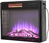 HTOUR Elektrischer Kamin mit Einfassungen, 30-Zoll-Display aus gehärtetem Glas, 900W/18000W Heizung mit Timer, 3 Farben LED-Feuerflamme, Bewegliche Kaminumrandung, 66x31x53cm, Schw