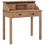 vidaXL Teak Massivholz Schreibtisch mit 6 Schubladen Fächern Computertisch PC Tisch Sekretär Bürotisch Arbeitstisch Büromöbel Holztisch 90x50x100