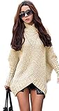 Mikos*Damen Poncho Strick Pullover Jacke Cardigan Fledermausärmel Japan Style SM Schwarz Grau (423) (Beige)