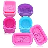 SIMUER 18 Pack Seifenformen Silikon Seife Form Seifenform Kuchenform Backform für DIY hausgemachte Handwerk Quadratische Runde Rechteckig Oval geformt - Rosa, Blau, Rosenrot, L