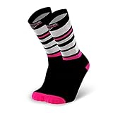 Splends Laufsocken Crazy Stripes Schwarz Unisex, Damen & Herren - lange Socken aus Coolmax - ideale lustige Thermosocken für Volleyball, Badminton, Motorsport oder Business - Geschenk 39-42 (39)