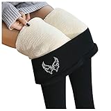 Strumpfhosen Damen Winter Beige Leggings Baumwolle 7/8 Süß Hose Hohe Taille Lange Langhose Verdicken Warme Winter Leggings Arbeitshose Scrunch Butt Booty Lifting Winter Fleece Sweatp