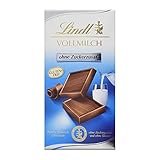 Lindt Vollmilch Schokolade ohne Zuckerzusatz | 100g Schokoladen-Tafel | Lindt Schokolade zuckerfrei und ohne G