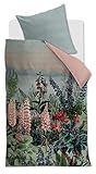 Beddinghouse Mako-Satin-Bettwäsche-Garnitur Lupine Farbe Grün Größe 135x200+80x80cm Blume Flower Baumw
