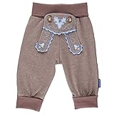 P.Eisenherz Baby Jogginghose inkl. Geschenkverpackung, Lederhosen Look, braun, 100% Baumw