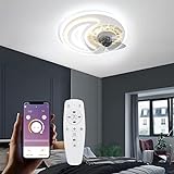 Wayrank LED Deckenventilator mit Beleuchtung, 65W Dimmbar LED Deckenlampe Fan mit APP-Steuerung und Fernbedienung für Schlafzimmer W