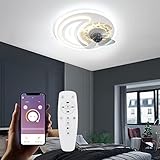 Wayrank LED Deckenventilator mit Beleuchtung, 65W Dimmbar LED Deckenlampe Fan mit APP-Steuerung und Fernbedienung für Schlafzimmer W