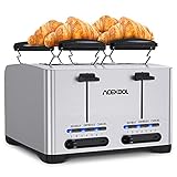 Toaster 4 Scheiben Acekool TA1 Automatik Toaster Edelstahl Kompakter Extra Breiter Toaster,7 Bräunungsstufe,Auftau & Aufwärm & Stornieren/Krümelschale entfernen,2 Integrierter Brötchenaufsatz,1500W