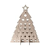 JUSTXIANG Statue Dekoration Weihnachtsbaum Wein Rack Holz Advent Weihnachten Countdown Kalender 24 Tage Urlaub Weinflasche Stand Geschenke Weihnachten Dekorationen Haus Dekoration (Color : Wooden)