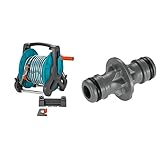 Gardena Classic Wand-Schlauchtrommel 50 Set: Mobile Schlauchtrommel, mit 20 m Schlauch, Spritze und Systemteilen & Kupplung: Verbindungsteil zur sicheren Schlauchverbindung