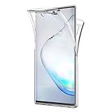 Mkej 360°Soft-Edition Transparent Schutzhülle kompatibel mit Samsung Galaxy Note 10 Plus, 360 Grad Rundum Doppel-Schutz Cover [Vorne + Hinten geschützt] Silikon Crystal Hülle für Samsung Note 10
