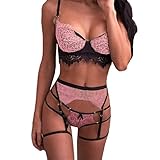 Darringls Dessous Sets für Damen Schlankheits Lingerie Unterwäsche BH und Slip mit Strapsgürtel Erotische Negligee Babydoll Reizwäsche Erotik Strapse Set Babydoll Body