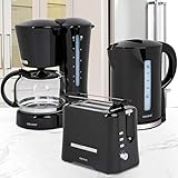 ONVAYA® Frühstücksset 3-teilig | Kaffeemaschine Toaster Wasserkocher Set | Frühstücksserie 3 in 1 | Schwarz | Filterkaffeemaschine für 12 Tassen | Toaster für 2 Scheiben | Wasserkocher 1,7 L