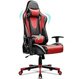 BASETBL Gaming Stuhl, Ergonomischer Gaming Sessel, PC Gamer Racing Stuhl Verstellbare Armlehne Bürostuhl Gaming Stuhl, bis 150 kg belastbar, Schwarz-R