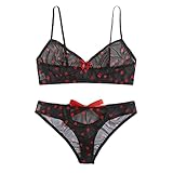 Damen Dessous Set Unterwäsche sexy Lingerie BH und String Slip Spitze Erotische Dessous Sexy Süße Mädchen Prinzessin Stil Unterwäsche Höschen S