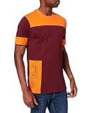 FILA Herren MEN PAGAN blocked tee T-Shirt, Tawny Port-Mandarin orange-Black, M