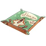 Valet Tray, PU Leder Catchall, Tray Organizer, Aufbewahrungsbox für Uhren Schmuckmünzen Key Wallet Ich Liebe Dich so sehr Vintage Cartoon Fox G