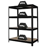 Stabiles Schwerlastregal | Tragkraft bis zu 600 Kg pro Fachboden | HxBxT 1770 x 1200 x 600 mm | Kellerregal Stahlregal Garagenregal Lagerregal | Schw