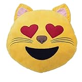 Desire Deluxe Emoticon Kissen bunter lächelnder Kackhaufen Rund Kissen Emoticon Gefüllt Plüsch Soft Geschenk Spielzeug Deko Lächeln Sie Katze mit Herz-Auge - (Keine Emoji-Marke)