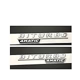 SRFDM Flat Chrom Biturbo 4matic Buchstaben Fender Emblem Abzeichen Embleme Fit für Mercedes (Color : BITURBO 4MATIC)