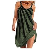 Ronony Sommerkleid Damen Ärmelloses Sling-Kleid mit O-Ausschnitt Strandkleider Freizeitkleider Boho Minikleid Retro Blumenmuster Schlinge ärmellos Kleider Camisole Minikleider Rück