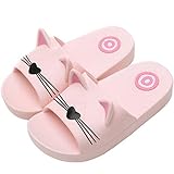 Acfoda Sommer Katzen Hausschuhe Kinder Weiche rutschfeste Badelatschen Dusch Badeschuhe Mädchen Indoor Outdoor Slipper, 33/34 EU, Kinder Pink