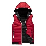 Steppweste Herren Winterjacke Pullover Hoodie Jacke Vest Fleecejacke Bademantel Sweatshirt Softshelljacke Steppweste Steppweste Outdoor abnehmbare Kapuze mit Kordelzug in Tau-Optik,Winter Warm W