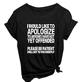 Oversize T-Shirt Statement Druck Basic Rundhals Kurzarm Casual Oberteile Damen Sommer Lustiges Tee Tops Lässige Sommershirt Bluse Shirt Streetwear für Teenager Mädchen Frauen IFOUNDYOU