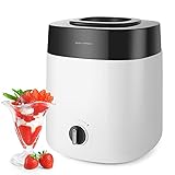 Eismaschine 2L, Speiseeisbereiter aus Plastik, fertiges Dessert in 15-25 Minuten, Speiseeismaschine mit Deckelöffnung, Ein-Tasten-Bedienung, Leiser Betrieb, 23*23*30 cm, Leicht zu reinig