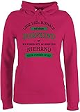 Sprüche Statement mit Spruch - Lege Dich Niemals mit einem Dorfkind an - dunkel - M - Fuchsia - Fun - JH001F - Damen Hoodie und Kapuzenpullover für F