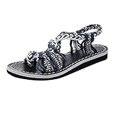 GANE Mode Damen Flat Rope Knot Roman Sandalen Schuhe Frauen Open Toe Slide Sandalen Knot Roman Beach Flats S