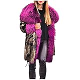 Herbst Winter Frauen Tarnung Kunstpelz Parka Hoodie Verdicken Warm Outwear Elegant Langarm Hooded Knielang Strickjacke Mäntel Damen Freizeit Loose Hood Taschen Jacken Windbreaker Cardig