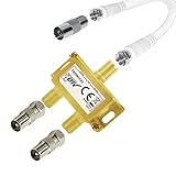 TronicXL IEC Verteiler Antennenverteiler TV Kabel Adapter Kabelfernsehen 2fach DVBC Koax zb für Unitymedia Splitter Vodafone Netcologne Netaachen Netkassel Telecolumbus Primacom Ewe Unicab