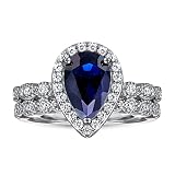 BCughia Verlobungsringe, Zirkonia Ring Weishold Tropfenschliff Zirkonia Sterlingsilber Zwei Anzugdesigns Valentinstag Ringe Damen Größe 49(15.6)