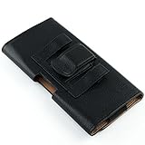 Lederimitat Tasche zum quer am Gürtel tragen kompatibel mit Smartphones (4,5-5 Zoll), Sony Xperia Z1 Compact, schw