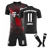 Jugend-Fußball-Trikots Kinder-Erwachsene-Trikots Nr. 11 James James 2020-21 Bayern zweites Auswärtstrikot Oben und unten Set Trikot und Socken T-Shirt,