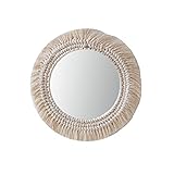 Runder Wandspiegel Hängender Wandspiegel mit Makramee-Fransen, Wandspiegel für Wohn- und Wohnzimmerdekoration, Boho Antik Spiegel für Wohnung Wohnzimmer Schlafzimmer Baby Kinderzimmer Wohnung Eingang