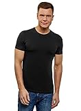 oodji Ultra Herren Tailliertes T-Shirt Basic, Schwarz, XXL