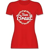 JGA Junggesellenabschied Frauen - Team Braut Blumenkranz - XL - Rot - jungesellenabschied Tshirt Braut schwarz - L191 - Tailliertes Tshirt für Damen und Frauen T-S