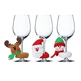 Asirclud Weinglas-Anhänger, Weinglas-Anhänger, für Champagner, Wein, Cocktails, Getränke, Glas, Anhänger, Weihnachten, Weingläser, Dekoration, DIY, 3 Stück