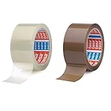 tesa 64014 Klebeband Paketklebeband Packband 66m x 50mm (gemischtes Aktionspaket / 3 Rollen Braun + 3 Rollen Transparent = 6 Rollen)