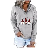 KOUYA Weihnachten Pullover Damen Kapuzenpullover Hooded Female Hoodie Sweatshirt Rentier Elfe Weihnachtspullover Teenager Mädchen Weihnachtspulli Weihnachtsmann Christmas Sweatshirt Xmas Pulli S